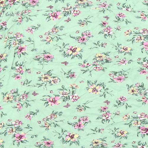 Divided by H&M Womens Green Floral Viscose Basic Button-Up Size 12 Collared