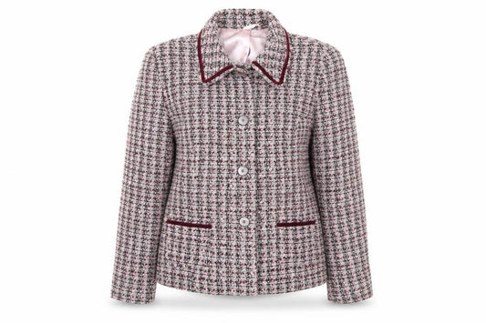 Front view of Berkertex women’s multicoloured jacket blazer, size UK 12, button