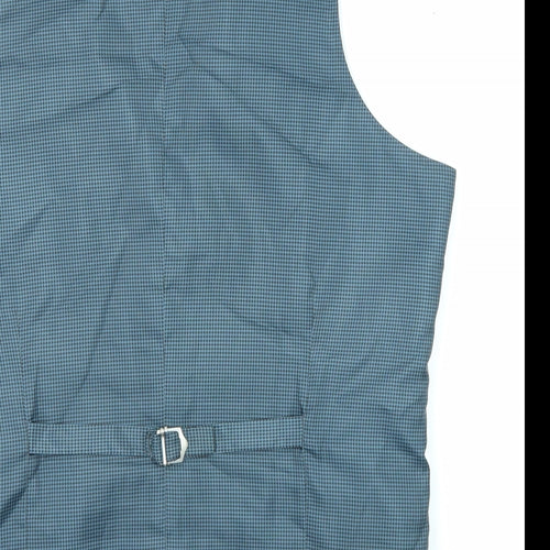 Onesix5ive Mens Blue Plaid Wool Jacket Suit Waistcoat Size 38 Regular