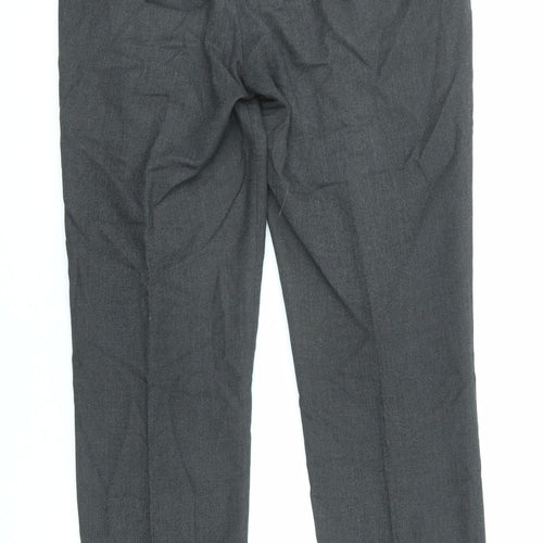 Marks and Spencer Mens Grey Polyester Trousers Size 32 in L31 in Regular Zip