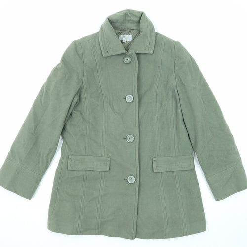 Marks and Spencer Womens Green Overcoat Coat Size 12 Button