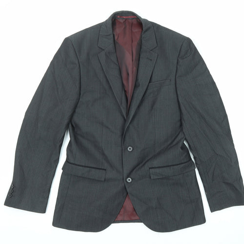 NEXT Mens Grey Striped Wool Jacket Suit Jacket Size 36 Regular