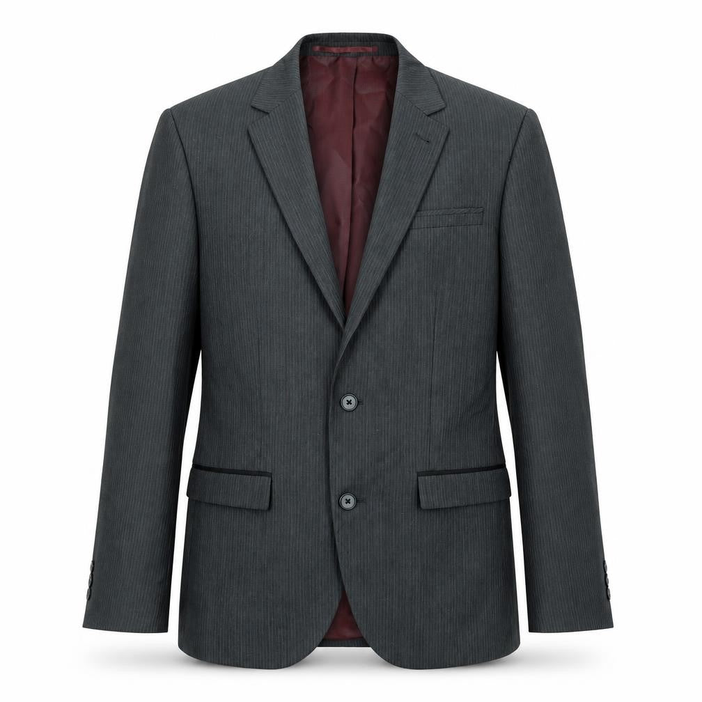 Front view of Next men’s grey striped wool jacket suit jacket, size 36, regular