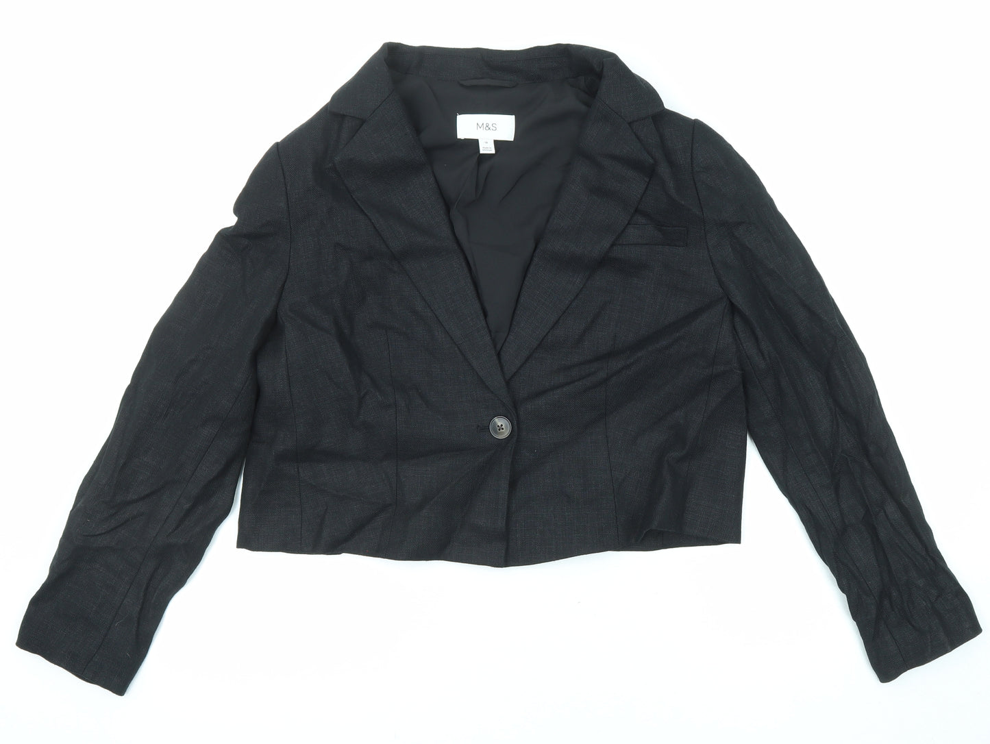 Marks and Spencer Womens Black Jacket Blazer Size 14 Button