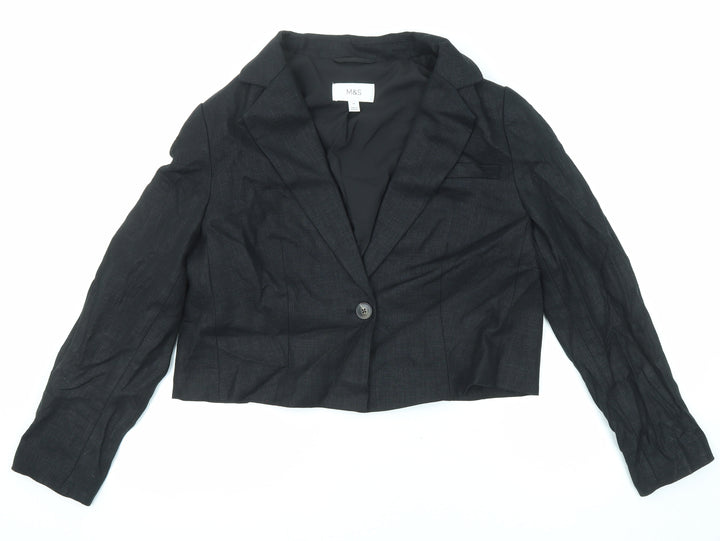 Marks and Spencer Womens Black Jacket Blazer Size 14 Button