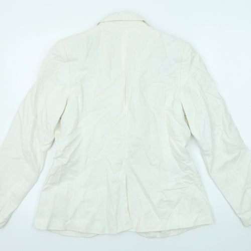 H&M Womens White Jacket Blazer Size 14 Button