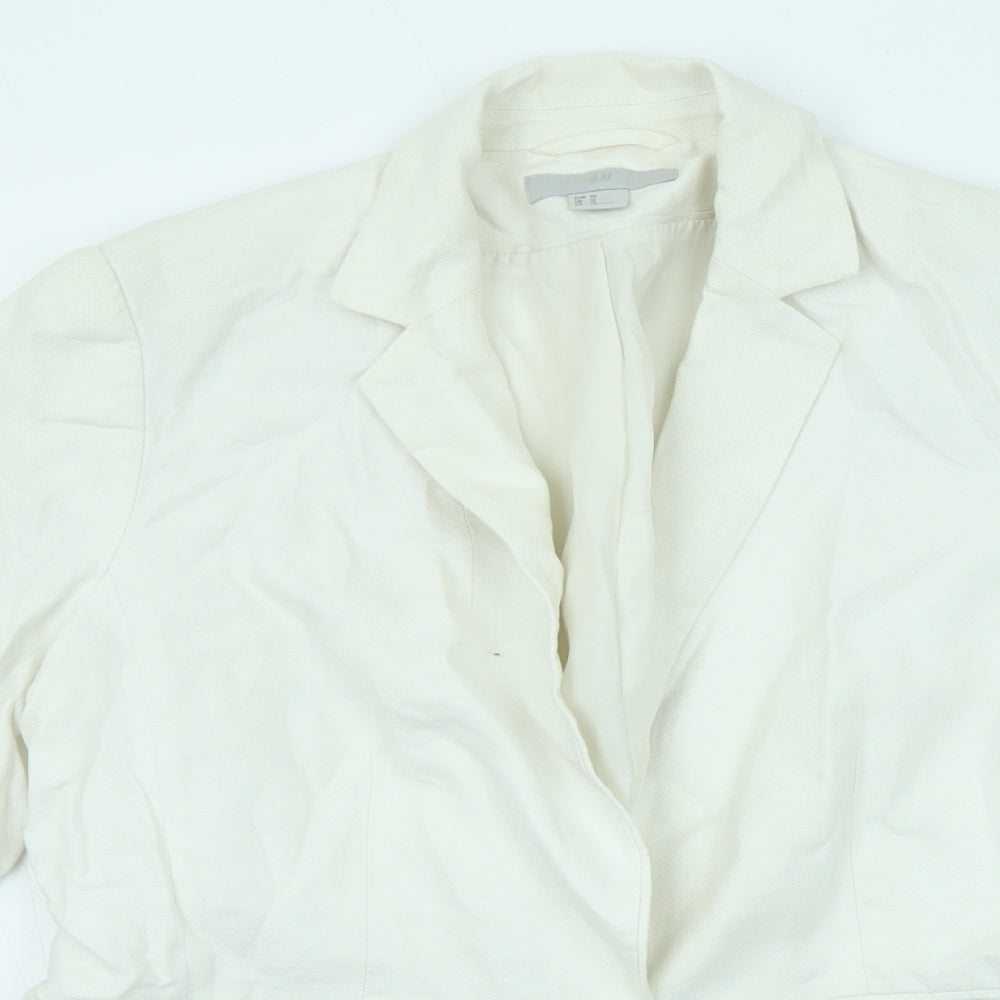 H&M Womens White Jacket Blazer Size 14 Button