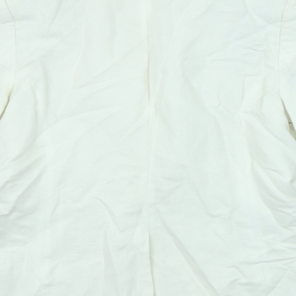 H&M Womens White Jacket Blazer Size 14 Button