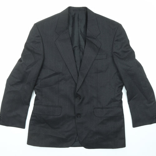Burton Mens Black Striped Polyester Jacket Suit Jacket Size 40 Regular
