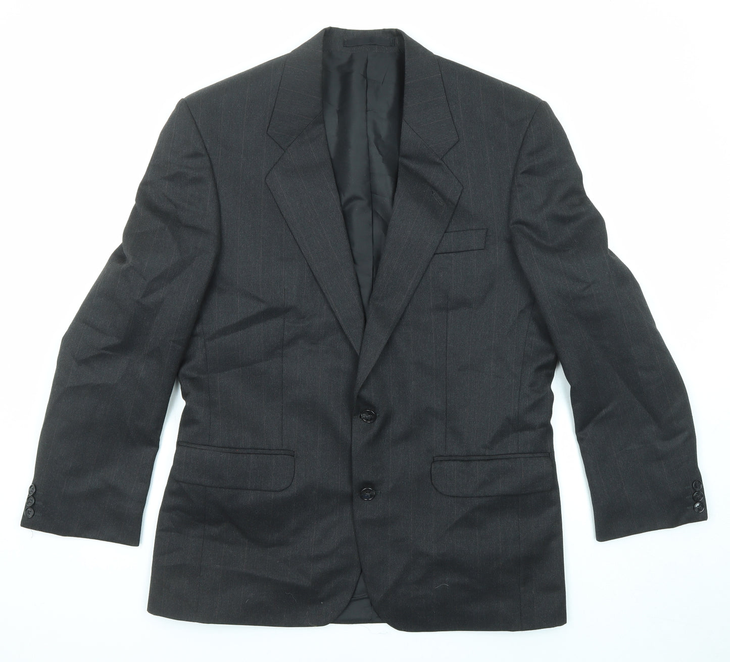 Burton Mens Black Striped Polyester Jacket Suit Jacket Size 40 Regular