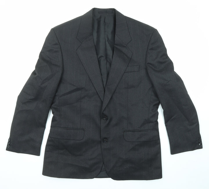 Burton Mens Black Striped Polyester Jacket Suit Jacket Size 40 Regular