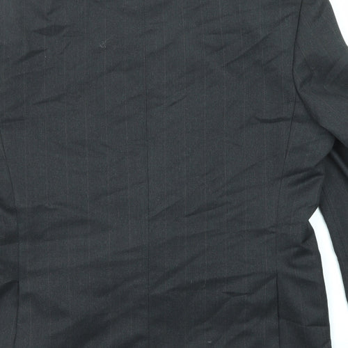 Burton Mens Black Striped Polyester Jacket Suit Jacket Size 40 Regular