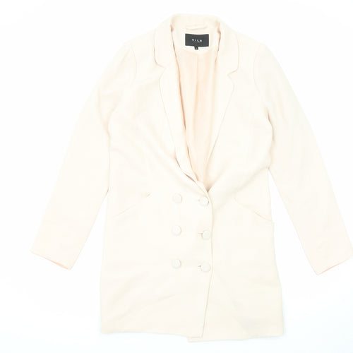 VILA Womens Pink Jacket Blazer Size M Button - Longline