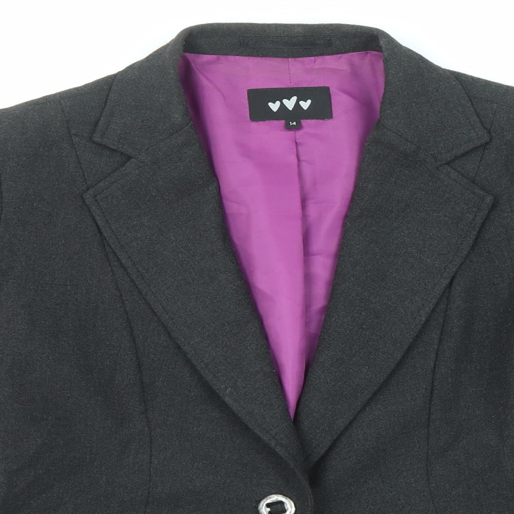 Per Una Womens Black Jacket Blazer Size 14 Button