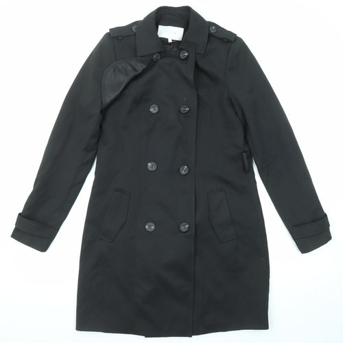 VILA Womens Black Pea Coat Coat Size XS Button