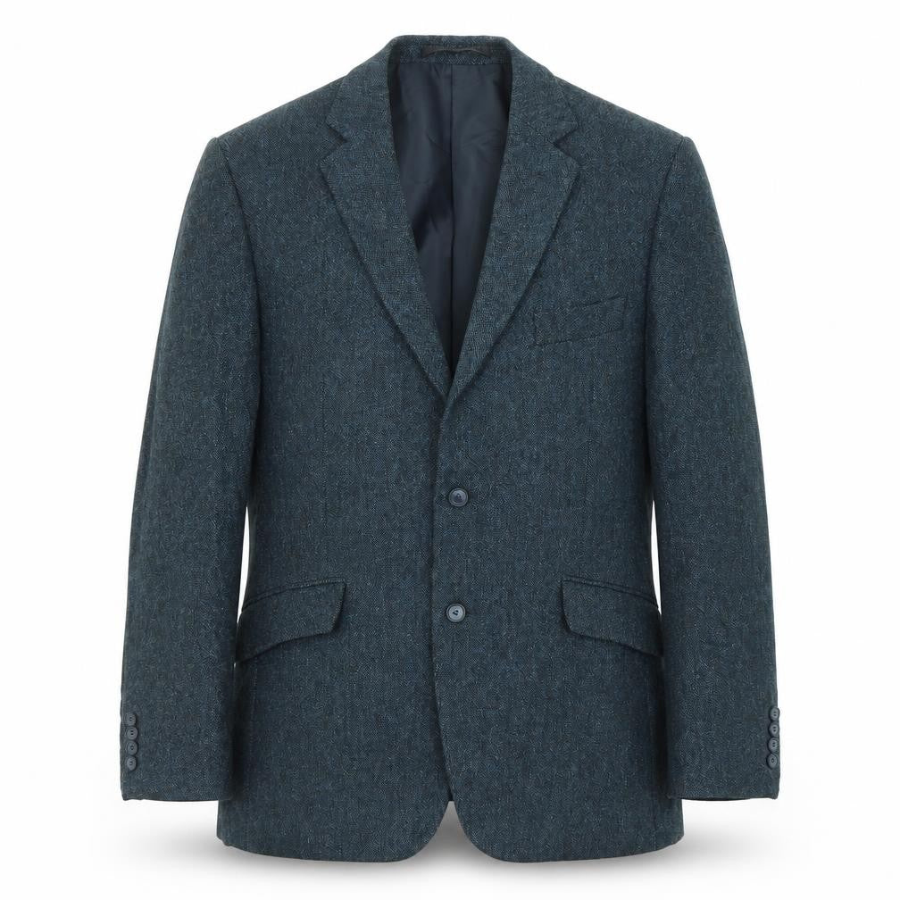 Front view of Marks & Spencer men’s blue wool jacket suit jacket, size 42, regular