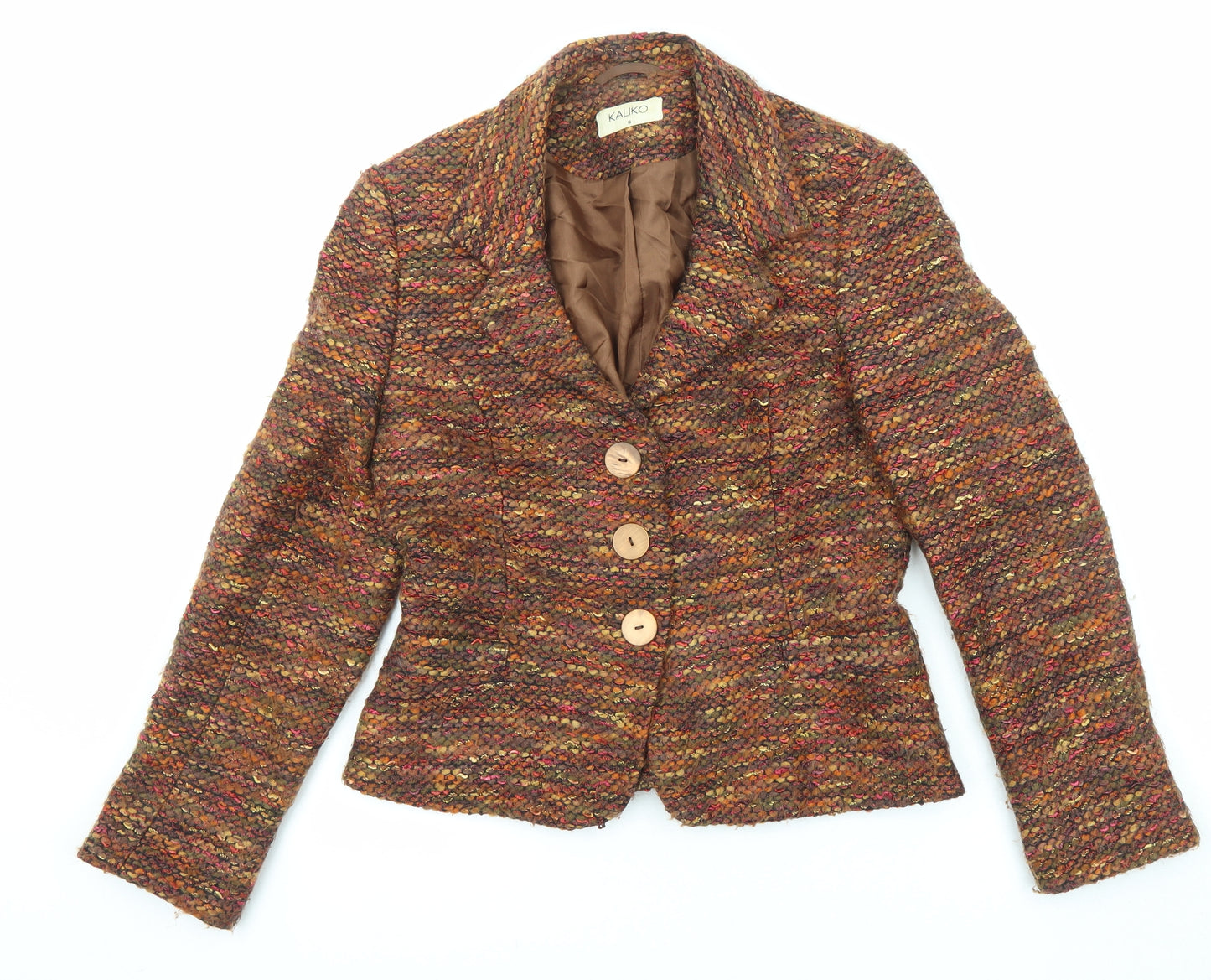Kaliko Womens Multicoloured Geometric Jacket Blazer Size 8 Button