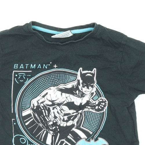 Batman Boys Black Cotton Basic T-Shirt Size 6-7 Years Crew Neck Pullover