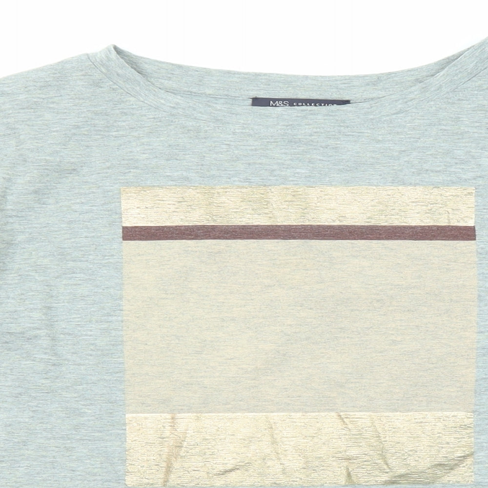 Marks and Spencer Womens Grey Polyester Basic T-Shirt Size 12 Round Neck