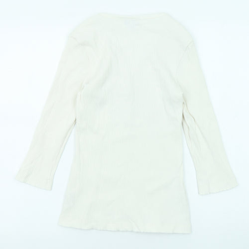NEXT Womens White Cotton Basic T-Shirt Size 10 V-Neck