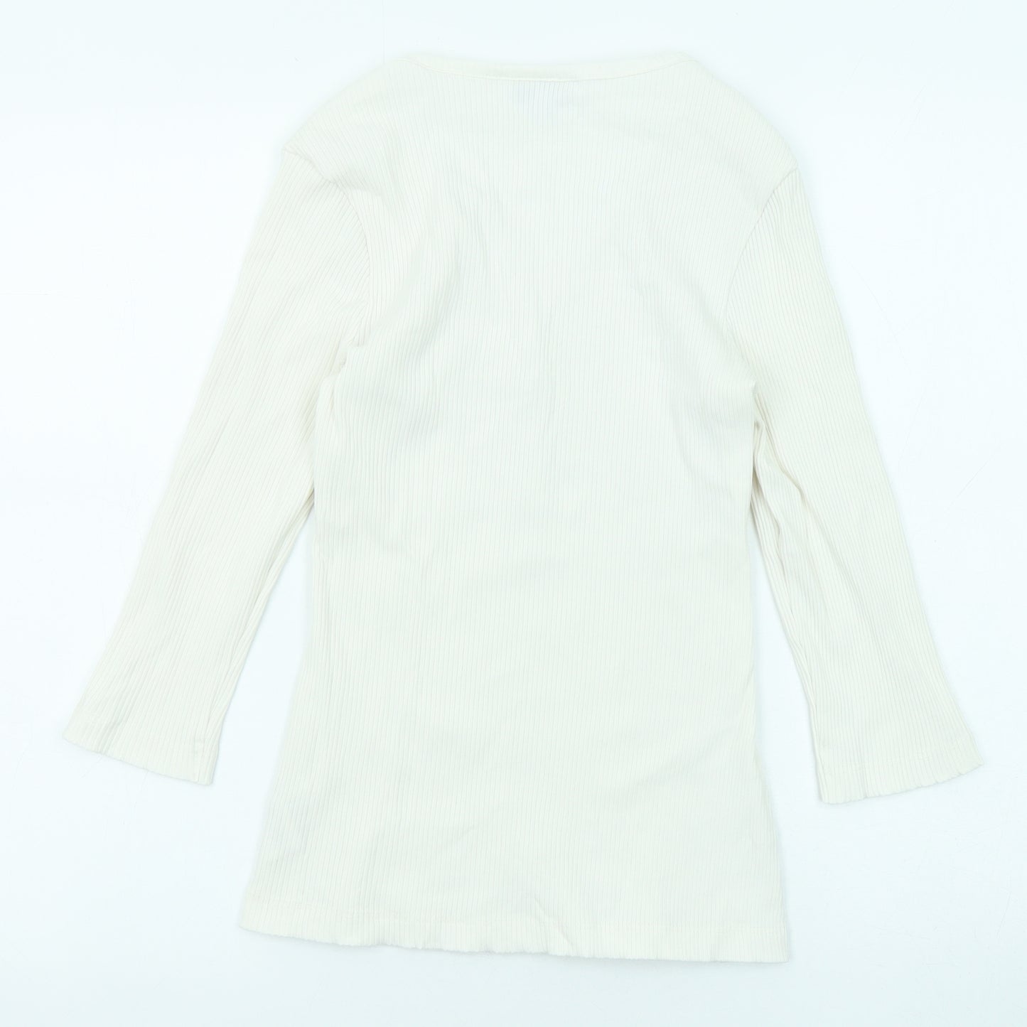 NEXT Womens White Cotton Basic T-Shirt Size 10 V-Neck