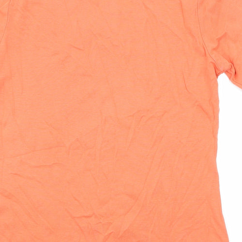 Marks and Spencer Womens Orange Cotton Basic T-Shirt Size 14 Round Neck
