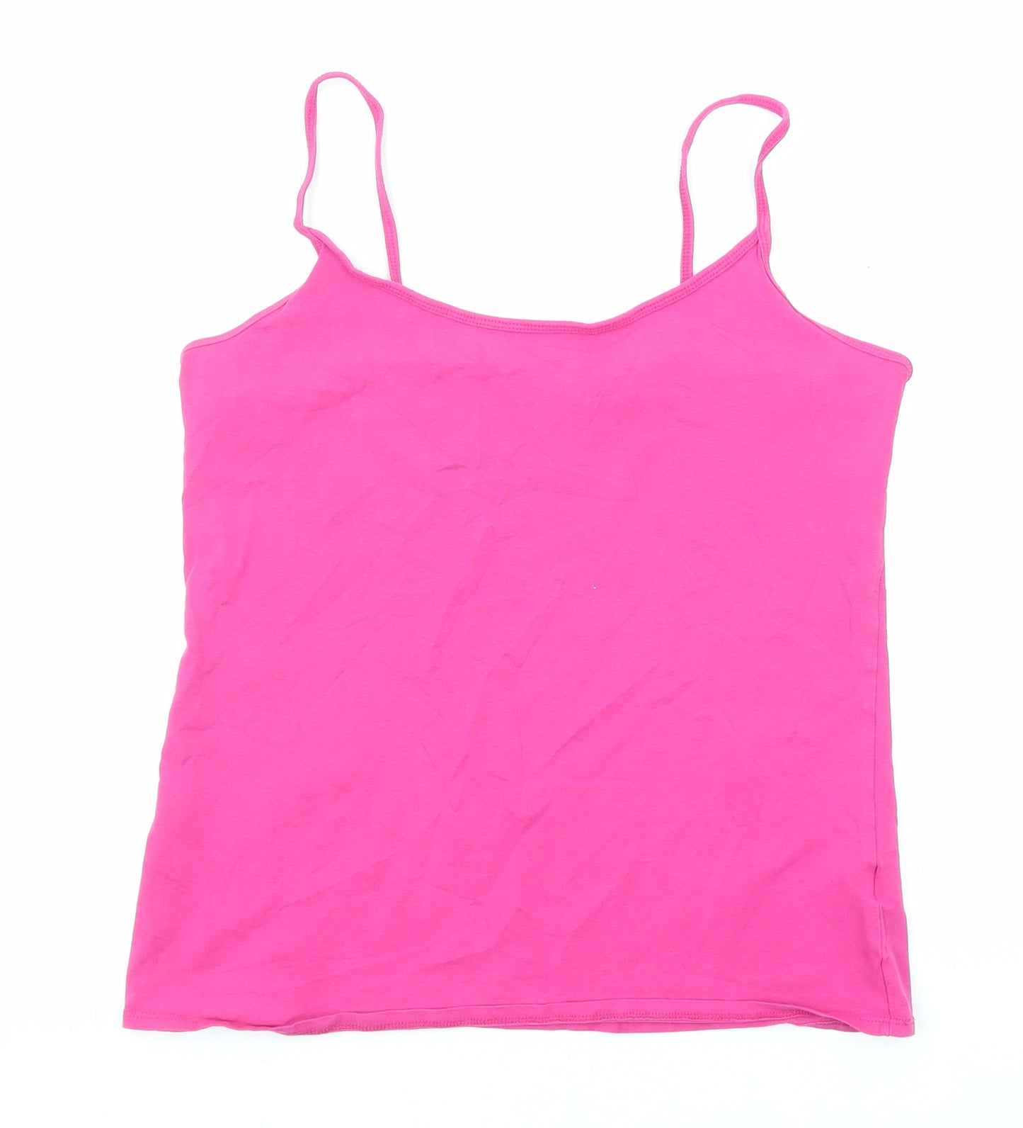 NEXT Womens Pink Cotton Basic Tank Size 16 Round Neck