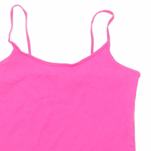 NEXT Womens Pink Cotton Basic Tank Size 16 Round Neck