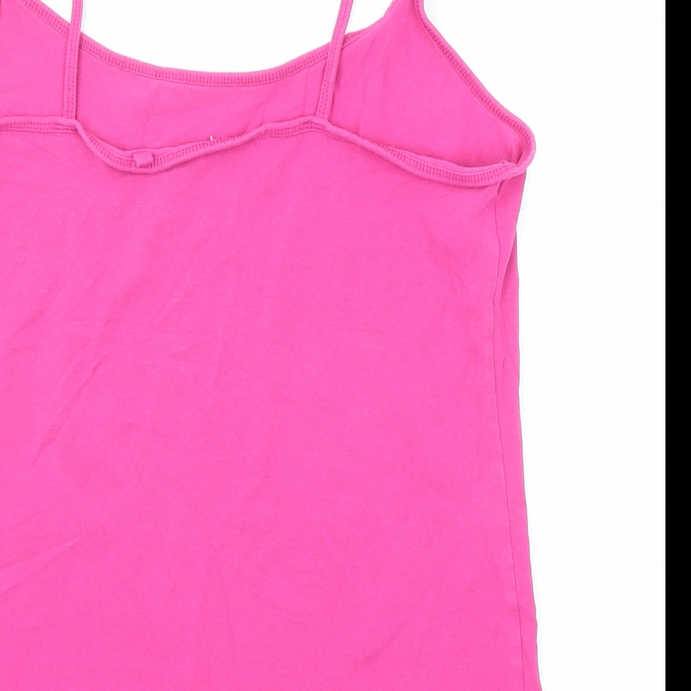NEXT Womens Pink Cotton Basic Tank Size 16 Round Neck