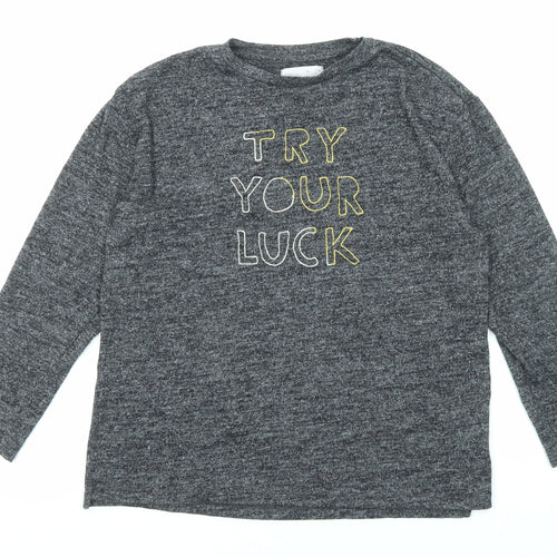 Zara Womens Grey Viscose Basic T-Shirt Size 10 Round Neck - Try Your Luck