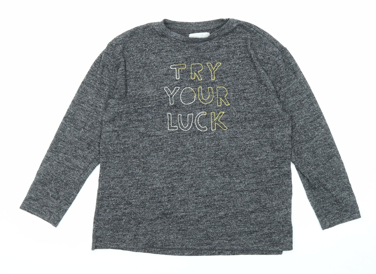 Zara Womens Grey Viscose Basic T-Shirt Size 10 Round Neck - Try Your Luck