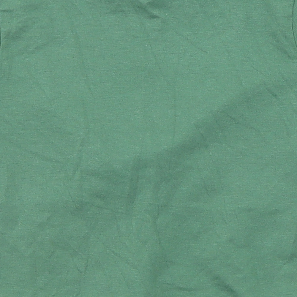 PRETTYLITTLETHING Womens Green Polyester Basic T-Shirt Size 6 Scoop Neck