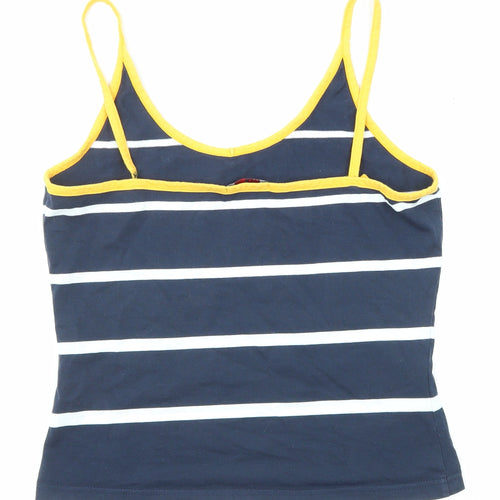 Golf Sport Womens Blue Striped Cotton Basic Tank Size L V-Neck
