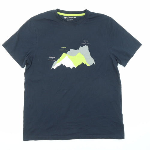 Mountain Warehouse Mens Blue Cotton T-Shirt Size M Crew Neck