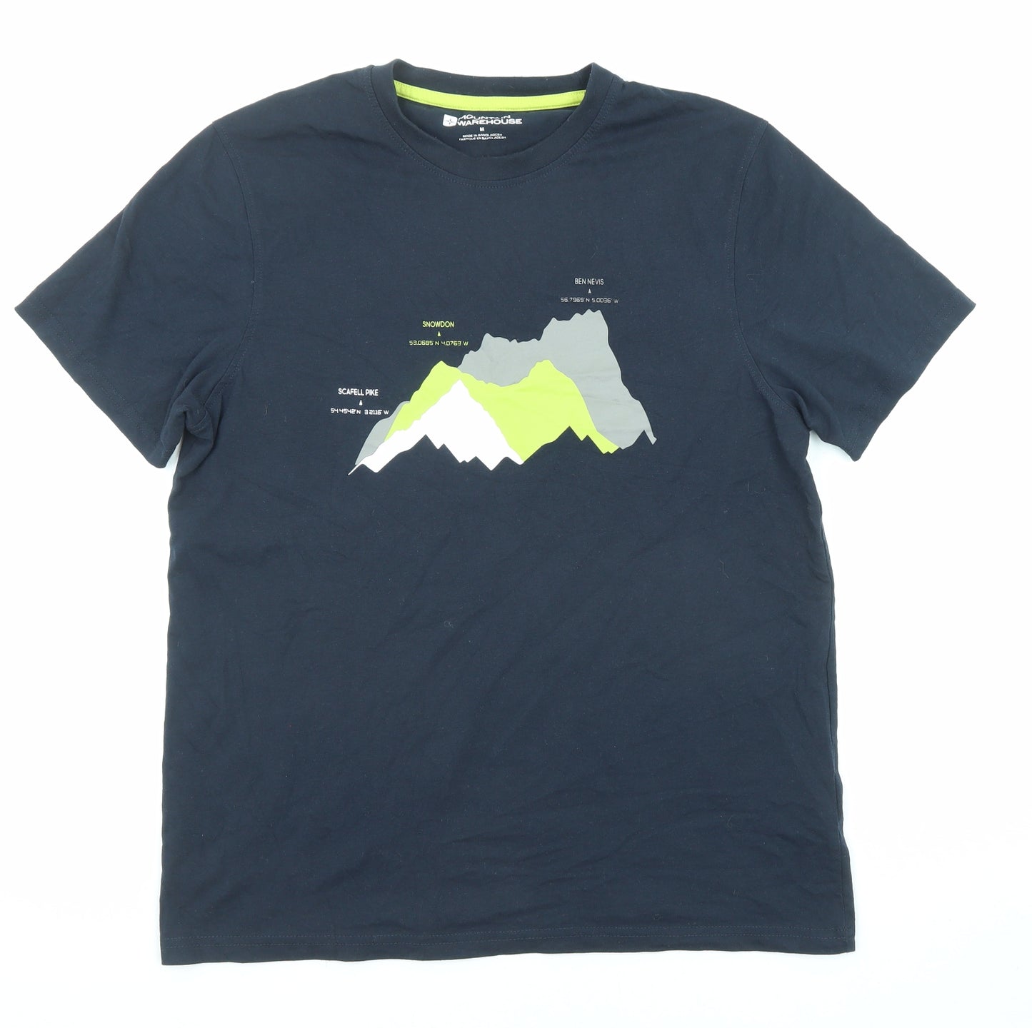 Mountain Warehouse Mens Blue Cotton T-Shirt Size M Crew Neck