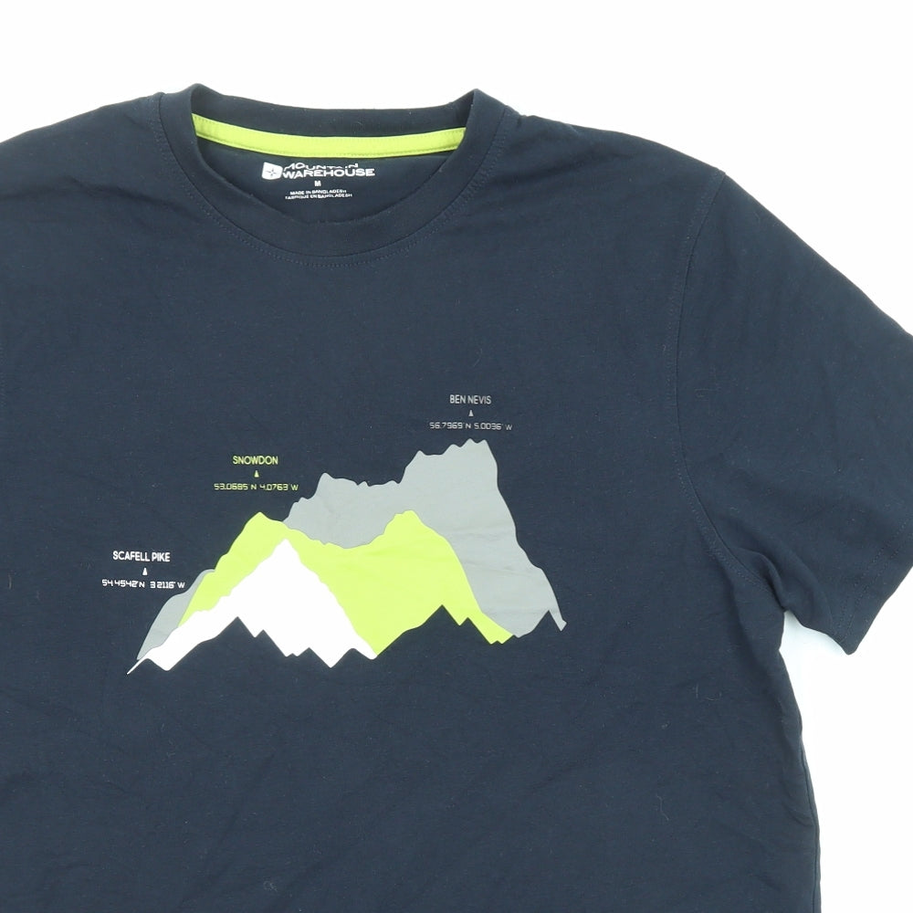 Mountain Warehouse Mens Blue Cotton T-Shirt Size M Crew Neck