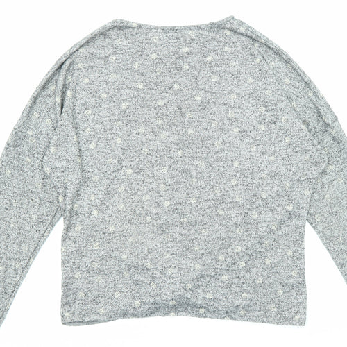 Dorothy Perkins Womens Grey Geometric Polyester Basic Blouse Size M Round Neck - Twist Detail