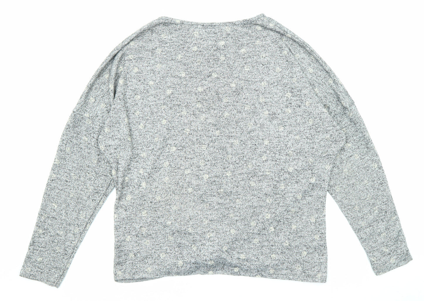 Dorothy Perkins Womens Grey Geometric Polyester Basic Blouse Size M Round Neck - Twist Detail