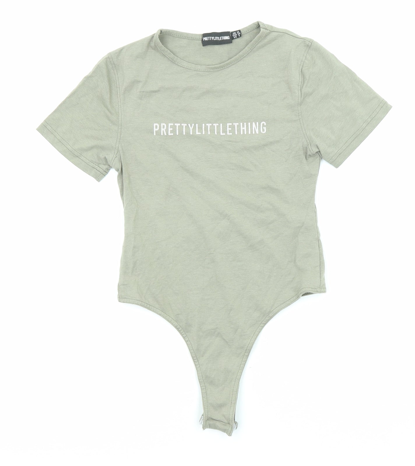 PRETTYLITTLETHING Womens Green Polyester Bodysuit One-Piece Size 10 Snap