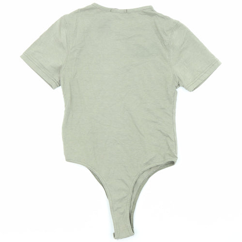 PRETTYLITTLETHING Womens Green Polyester Bodysuit One-Piece Size 10 Snap