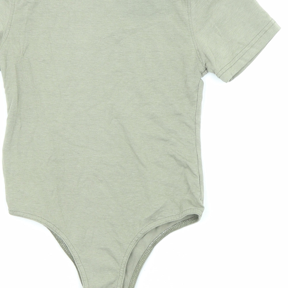 PRETTYLITTLETHING Womens Green Polyester Bodysuit One-Piece Size 10 Snap