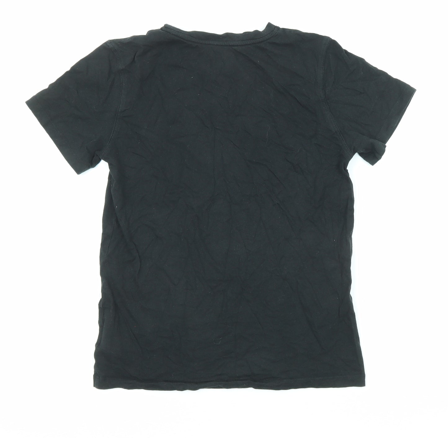 Calvin Klein Girls Black Cotton Basic T-Shirt Size 12-13 Years Crew Neck Pullover