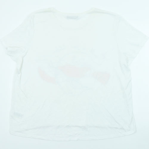 Marks and Spencer Womens White Polyester Basic T-Shirt Size 22 Round Neck - Lobster