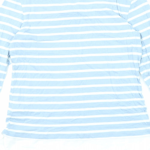TOM TAILOR Womens Blue Striped Cotton Basic T-Shirt Size XS Round Neck