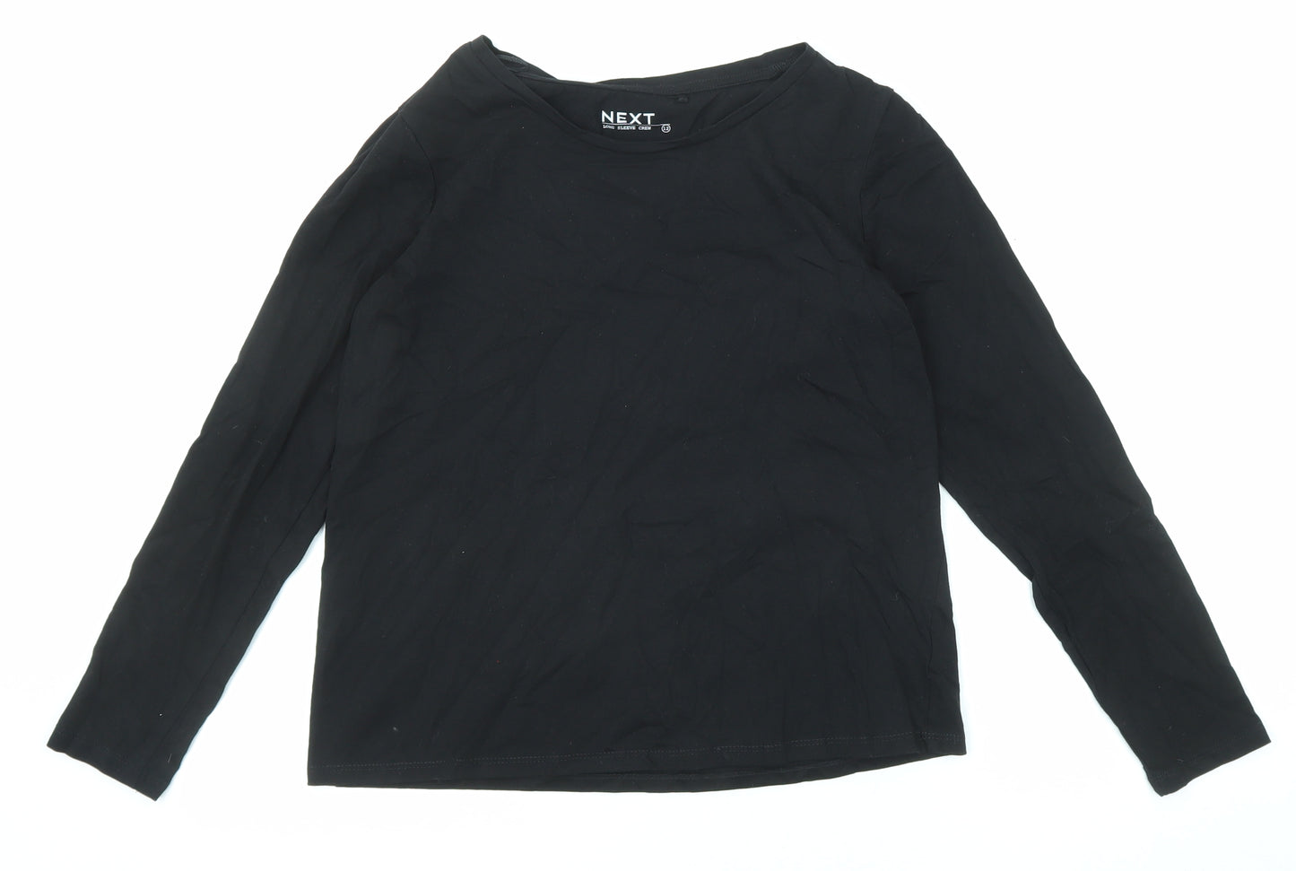 NEXT Womens Black Cotton Basic T-Shirt Size 12 Round Neck