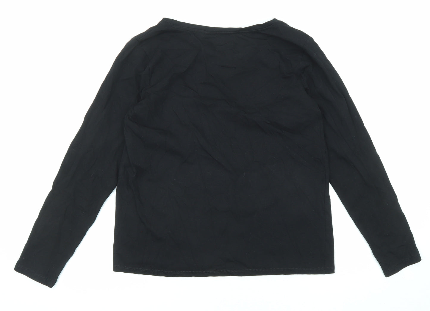 NEXT Womens Black Cotton Basic T-Shirt Size 12 Round Neck