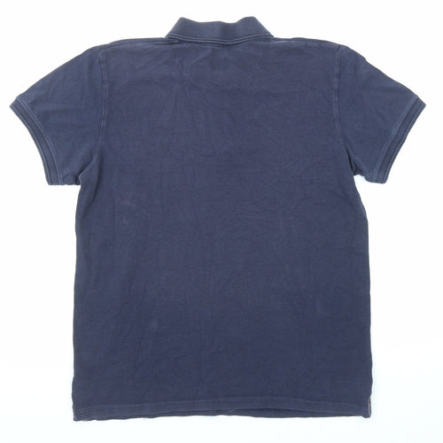 Steel & Jelly Mens Blue Cotton Polo Size M Collared Button