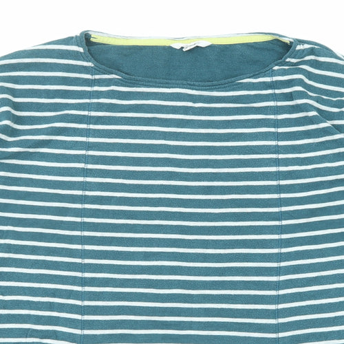 White Stuff Womens Green Striped Cotton Basic T-Shirt Size 14 Round Neck - Longline