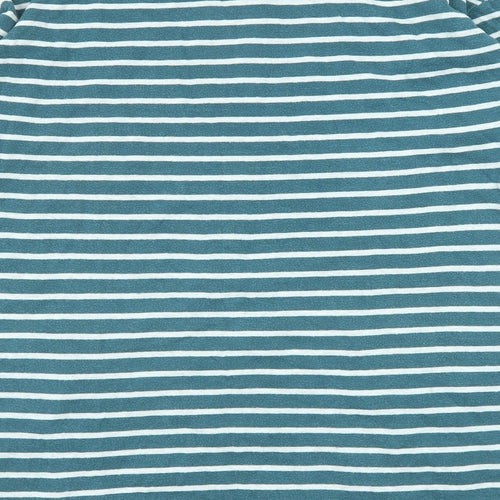 White Stuff Womens Green Striped Cotton Basic T-Shirt Size 14 Round Neck - Longline
