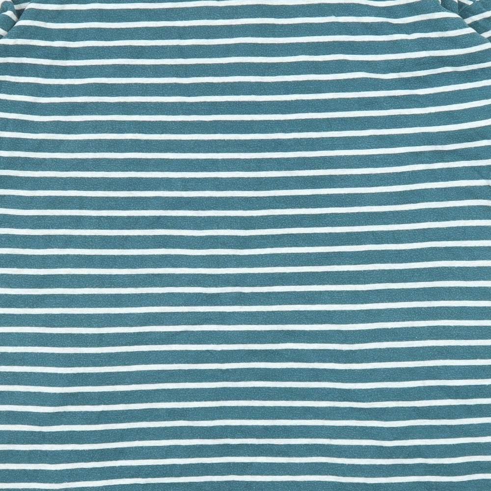 White Stuff Womens Green Striped Cotton Basic T-Shirt Size 14 Round Neck - Longline